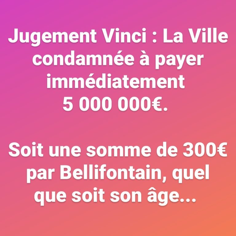 Jugement Vinci : 5M€ de condamnation !